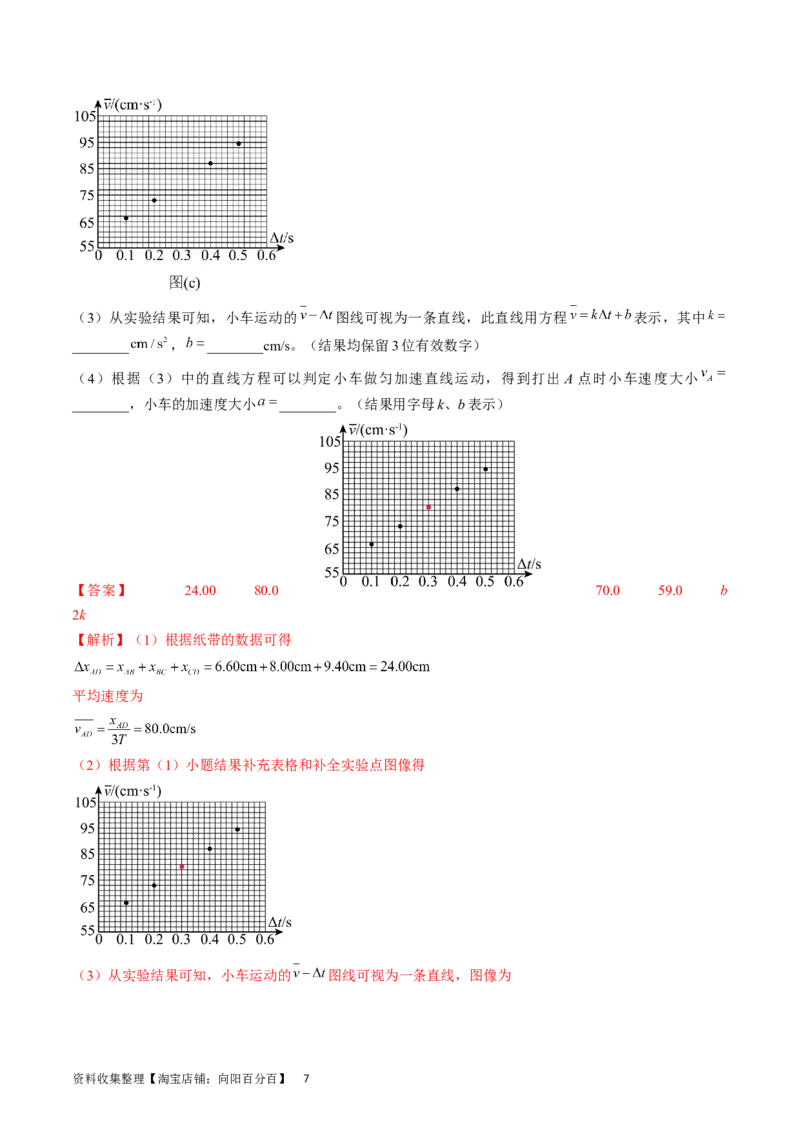 考点04实验：探究小车速度随时间变化的规律（解析版）_通用版（老高考）复习资料_2024年复习资料_完备战2024年高考物理一轮复习考点帮（全国通用）_答案解析版