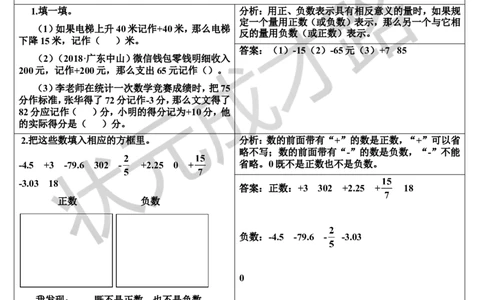 单元核心知识归纳与易错警示（导学案）_1-6年级下册_R6数下新插图版_R6数下教案+学案_导学案_第1单元负数