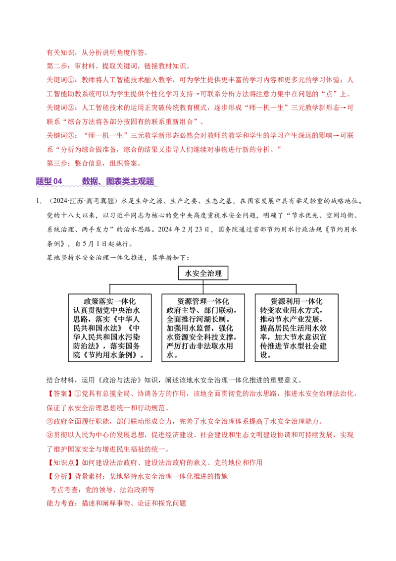 专题二主观题高分策略（讲义）（解析版）_42025年新高考资料_二轮复习_上好课2025年高考政治二轮复习讲练测（新高考通用）338376762