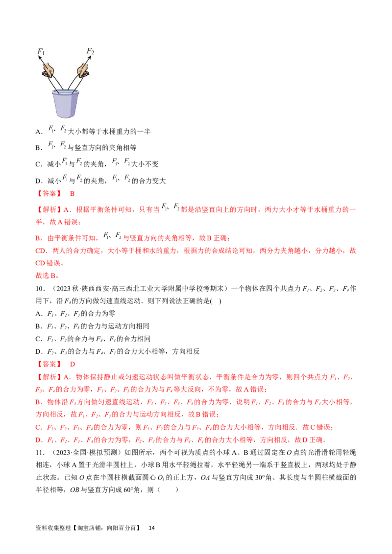 考点06力的合成与分解（解析版）_通用版（老高考）复习资料_2024年复习资料_完备战2024年高考物理一轮复习考点帮（全国通用）_答案解析版