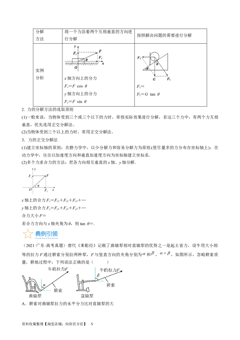考点06力的合成与分解（解析版）_通用版（老高考）复习资料_2024年复习资料_完备战2024年高考物理一轮复习考点帮（全国通用）_答案解析版