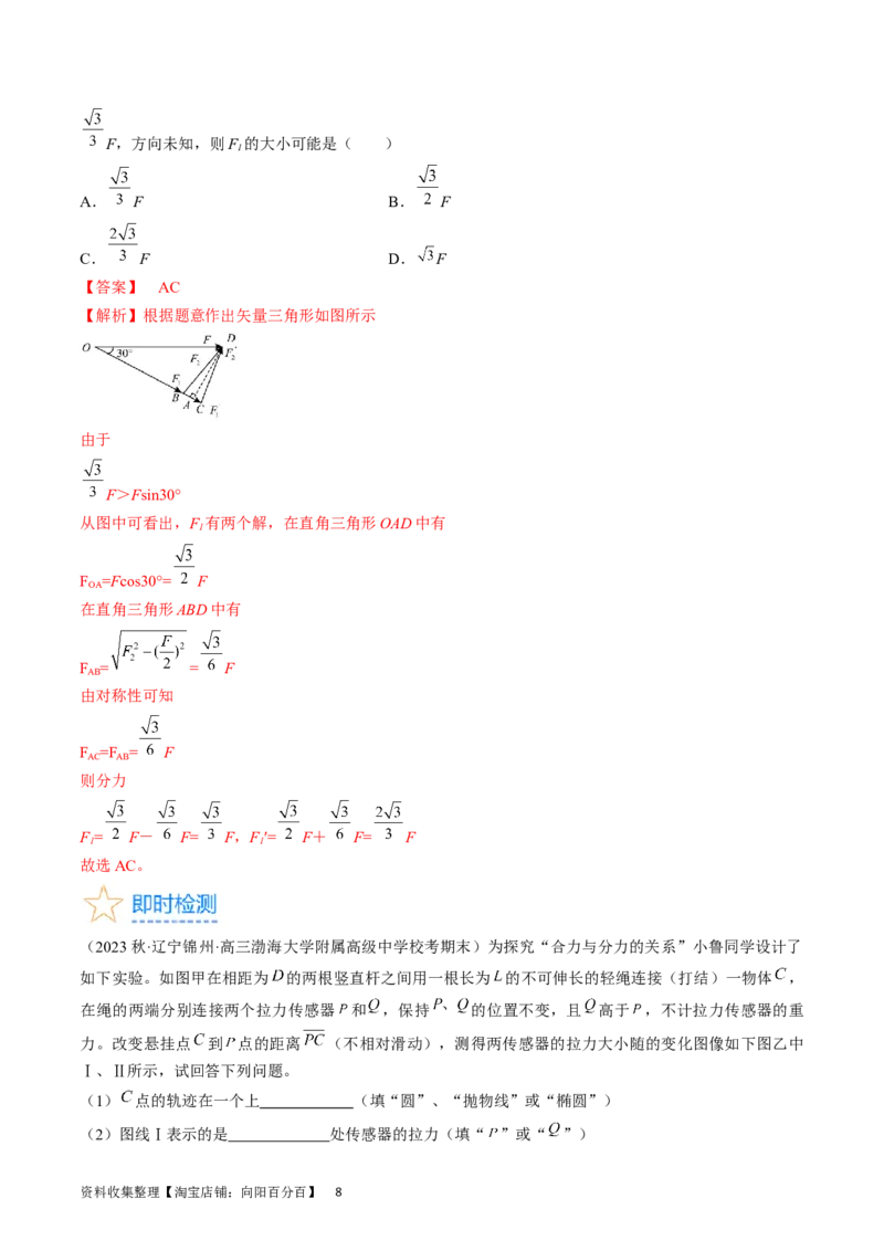 考点06力的合成与分解（解析版）_通用版（老高考）复习资料_2024年复习资料_完备战2024年高考物理一轮复习考点帮（全国通用）_答案解析版