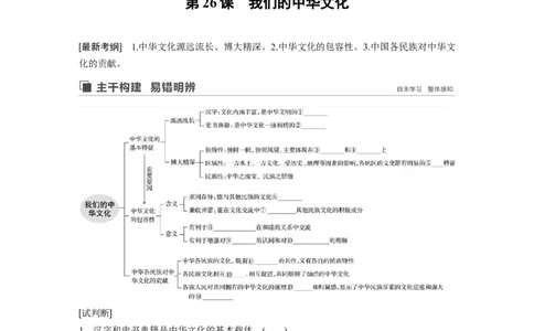 73第十一单元中华文化与民族精神第26课　我们的中华文化_通用版（老高考）复习资料_2023年复习资料_一轮+二轮_政治高三一轮复习系列