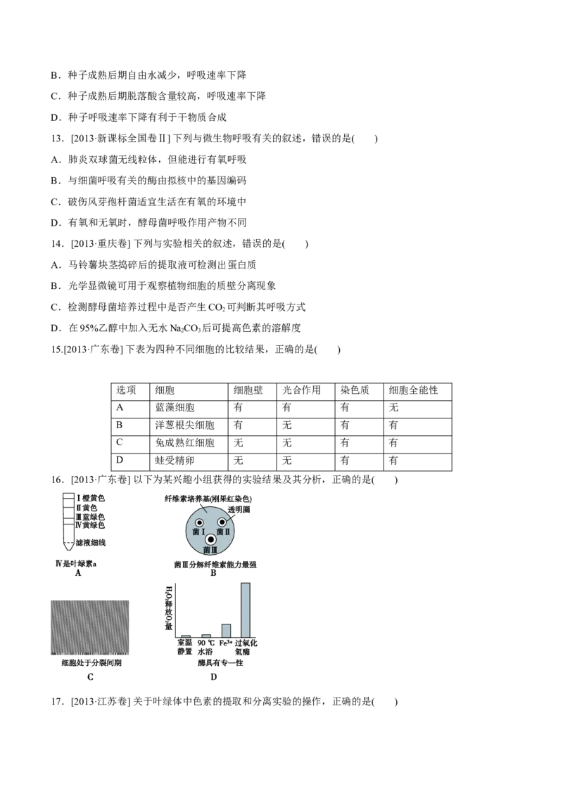 专题02细胞的能量与代谢-十年（2012-2021）高考生物真题分项汇编（全国通用）（原卷版）_高考真题分类汇编(2012-2022)生物_高考真题分项汇编(2012-2021)生物