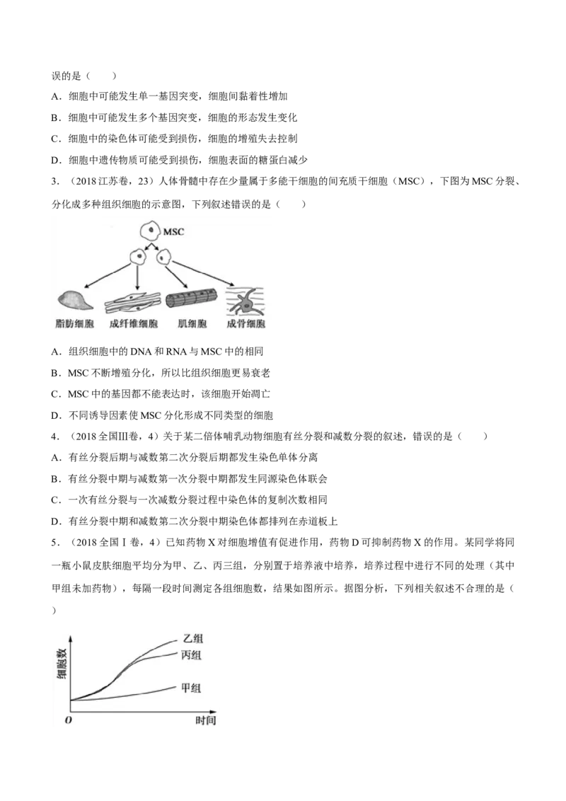 专题03细胞的生命历程-十年（2012-2021）高考生物真题分项汇编（全国通用）（原卷版）_高考真题分类汇编(2012-2022)生物_高考真题分项汇编(2012-2021)生物