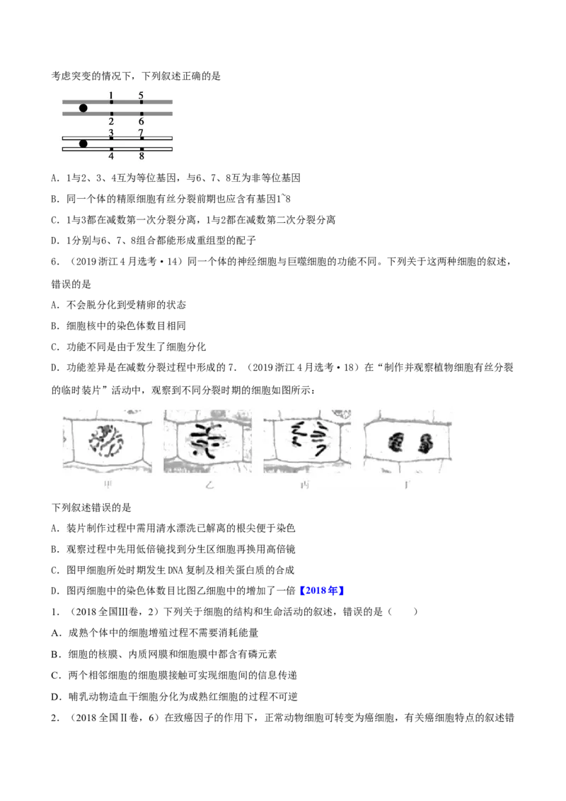 专题03细胞的生命历程-十年（2012-2021）高考生物真题分项汇编（全国通用）（原卷版）_高考真题分类汇编(2012-2022)生物_高考真题分项汇编(2012-2021)生物
