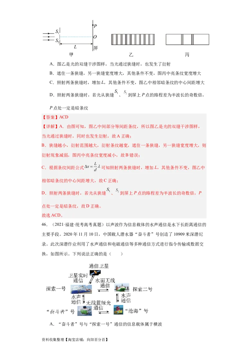 专题14光学(解析版)_通用版（老高考）复习资料_2024年复习资料_完五年（2019-2023）高考物理真题分项汇编（全国通用）