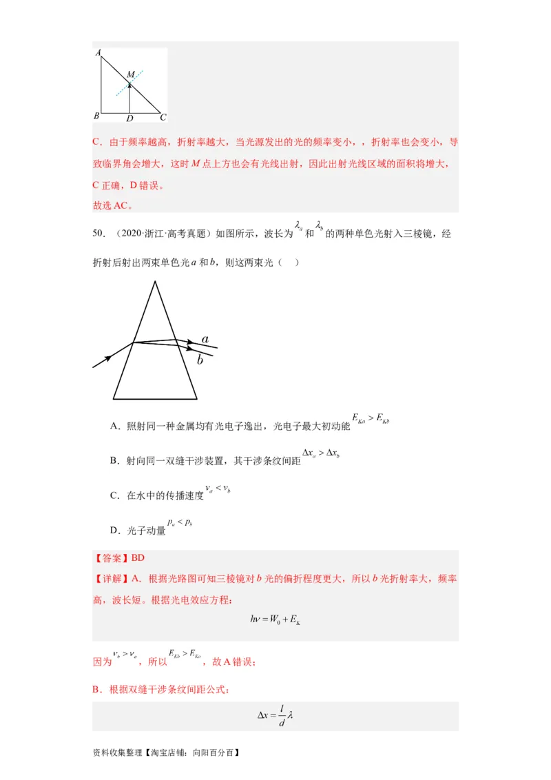 专题14光学(解析版)_通用版（老高考）复习资料_2024年复习资料_完五年（2019-2023）高考物理真题分项汇编（全国通用）