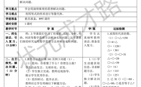 第3课时数学思考（3）（导学案）_1-6年级下册_R6数下新插图版_R6数下教案+学案_导学案_第6单元整理和复习_4.数学思考