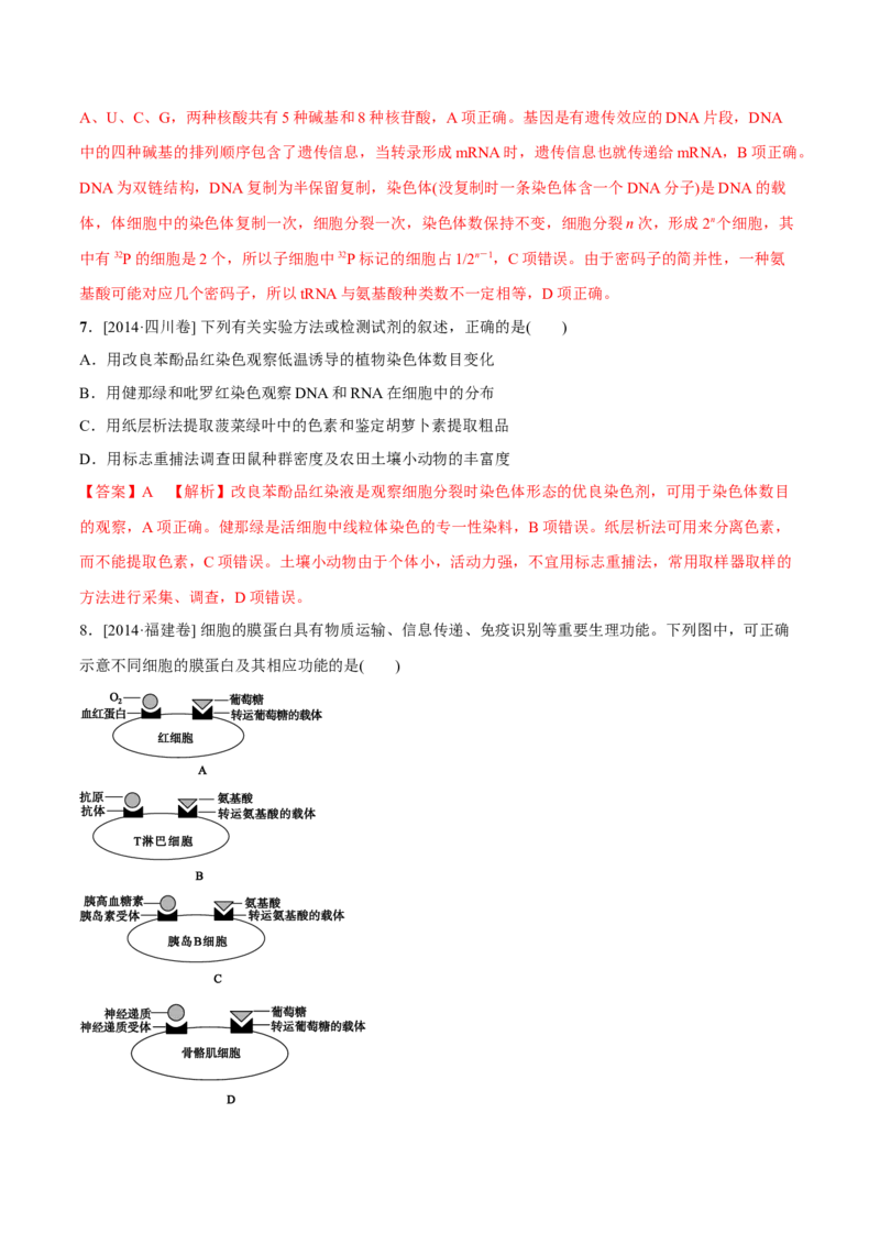 专题01细胞的组成与结构-十年（2012-2021）高考生物真题分项汇编（全国通用）（解析版）_高考真题分类汇编(2012-2022)生物_高考真题分项汇编(2012-2021)生物