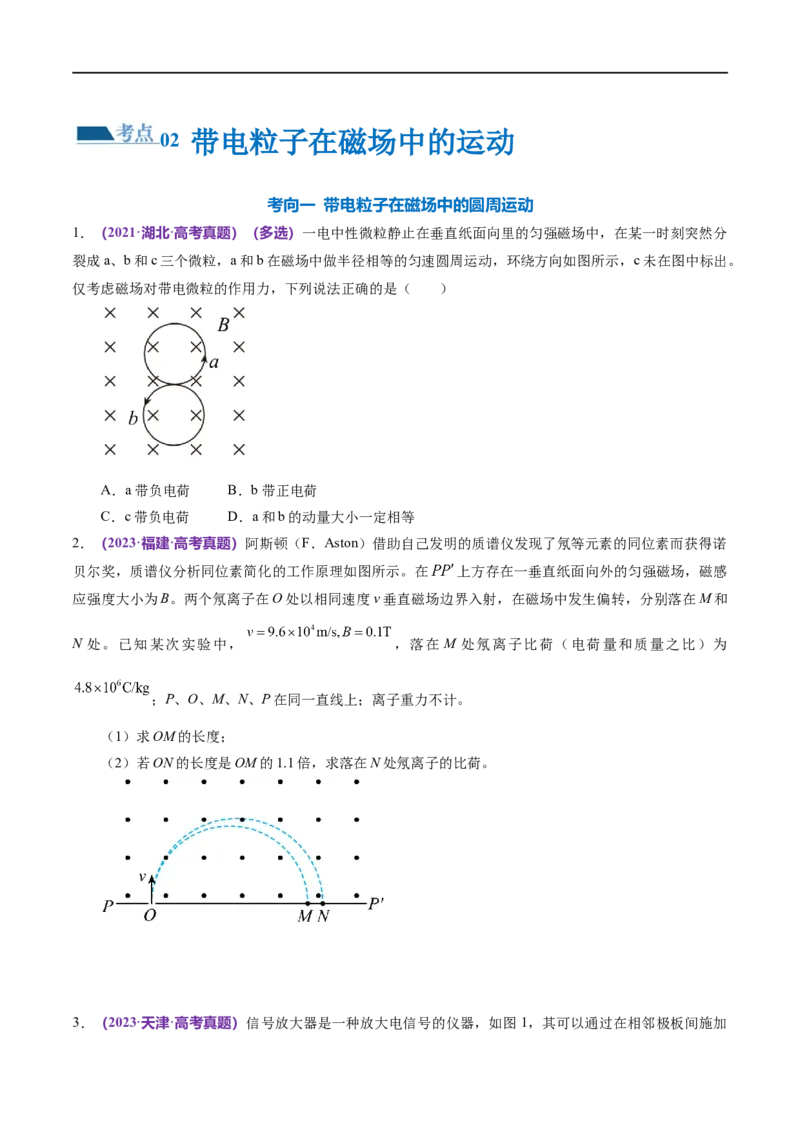 专题10磁场带电粒子在磁场中的运动（练习）（原卷版）_新高考复习资料_2024新高考复习资料_二轮复习资料_2024年高考物理二轮复习讲练测（新教材新高考）_配套练习（原卷版+解析版）