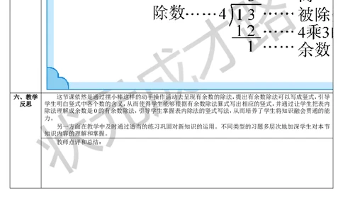 第3课时有余数除法的竖式计算（1）_1-6年级下册_R2数下新插图版_旧教材资源_R2数下教案+学案_导学案_6有余数的除法