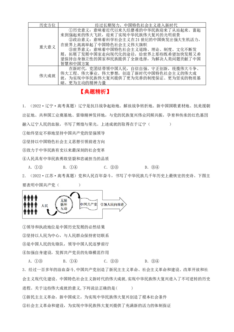 第一课历史和人民的选择学案（原卷版）一轮备课优选2025年高考政治一轮复习精品课件＋学案＋练习（统编版）_42025年新高考资料_一轮复习_必修三《政治与法治》