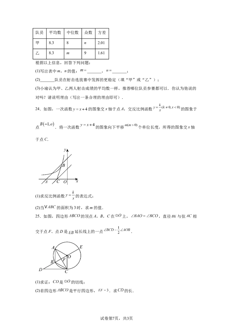 临夏州中考真题数学试题-A4答案卷尾_2.2015-2025年中考数学_2.2025各省市数学_甘肃