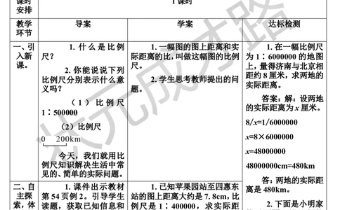 第2课时比例尺（2）（导学案）_1-6年级下册_R6数下新插图版_R6数下教案+学案_导学案_第4单元比例_3.比例的应用