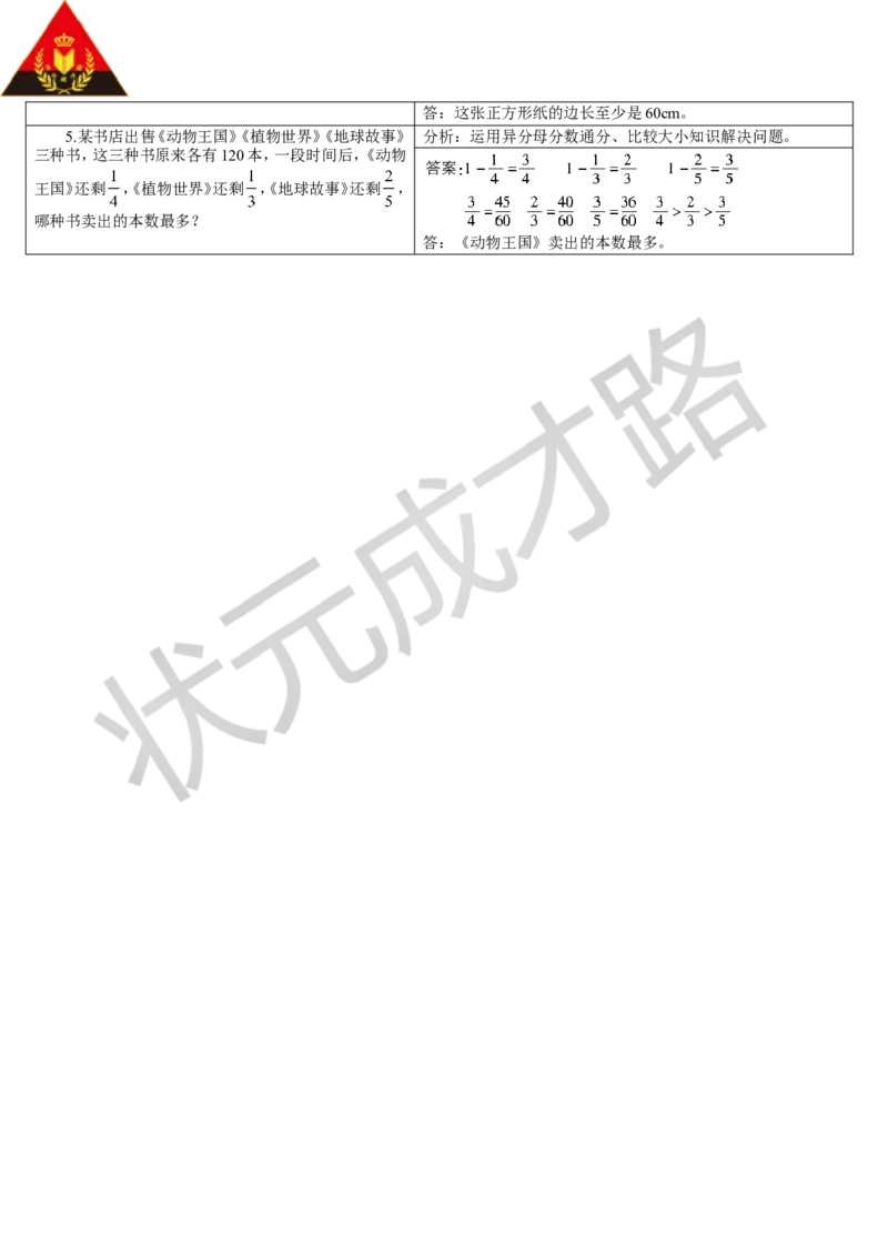 重点单元知识归纳与易错警示_1-6年级下册_R5数下新插图版_R5数下教案+学案_导学案_4分数的意义和性质