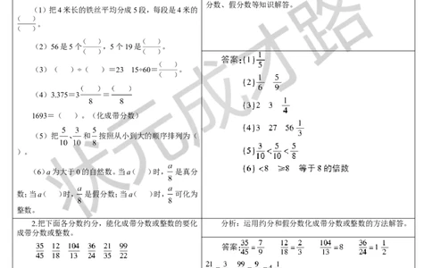 重点单元知识归纳与易错警示_1-6年级下册_R5数下新插图版_R5数下教案+学案_导学案_4分数的意义和性质