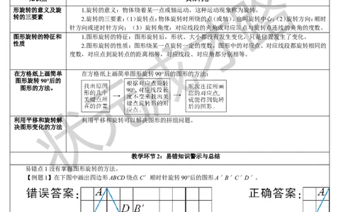 单元知识归纳与易错警示_1-6年级下册_R5数下新插图版_R5数下教案+学案_导学案_5图形的运动（三）