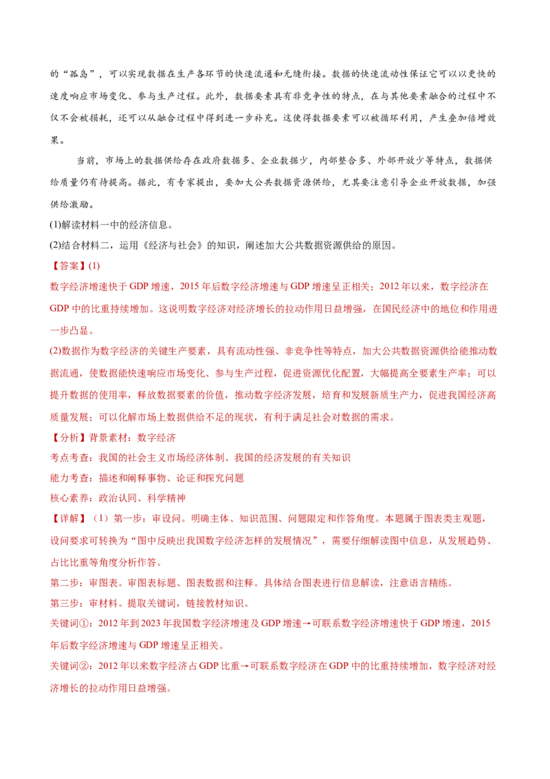 专题04经济发展与社会进步（练习）（解析版）_42025年新高考资料_二轮复习_上好课2025年高考政治二轮复习讲练测（新高考通用）338376762