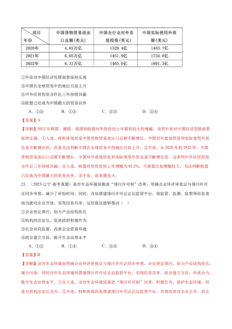 专题04经济发展与社会进步（练习）（解析版）_42025年新高考资料_二轮复习_上好课2025年高考政治二轮复习讲练测（新高考通用）338376762