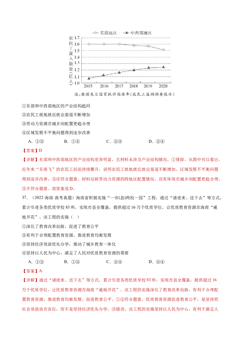 专题04经济发展与社会进步（练习）（解析版）_42025年新高考资料_二轮复习_上好课2025年高考政治二轮复习讲练测（新高考通用）338376762