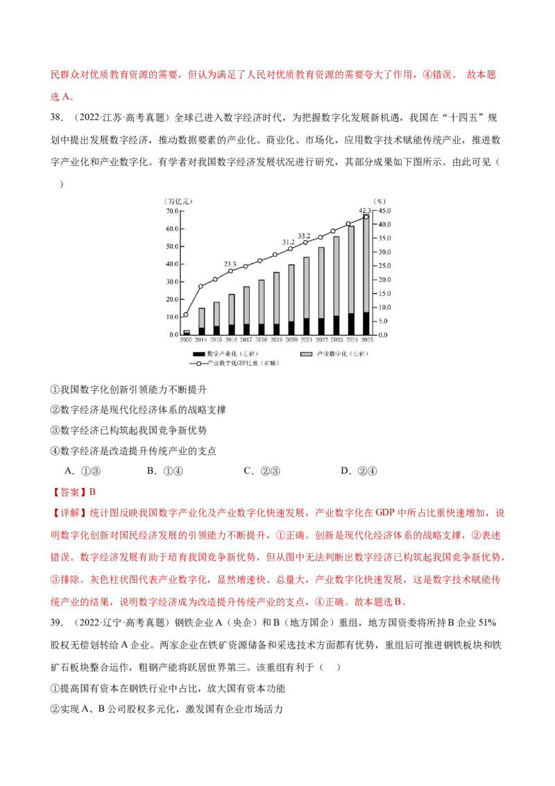 专题04经济发展与社会进步（练习）（解析版）_42025年新高考资料_二轮复习_上好课2025年高考政治二轮复习讲练测（新高考通用）338376762