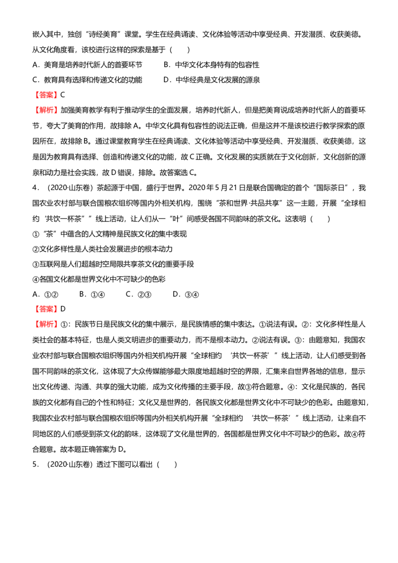 原创2021届高考二轮精品专题八中华文化与文化强国教师版_通用版（老高考）复习资料_2023年复习资料_一轮+二轮_原创2021届高考政治二轮精品专题