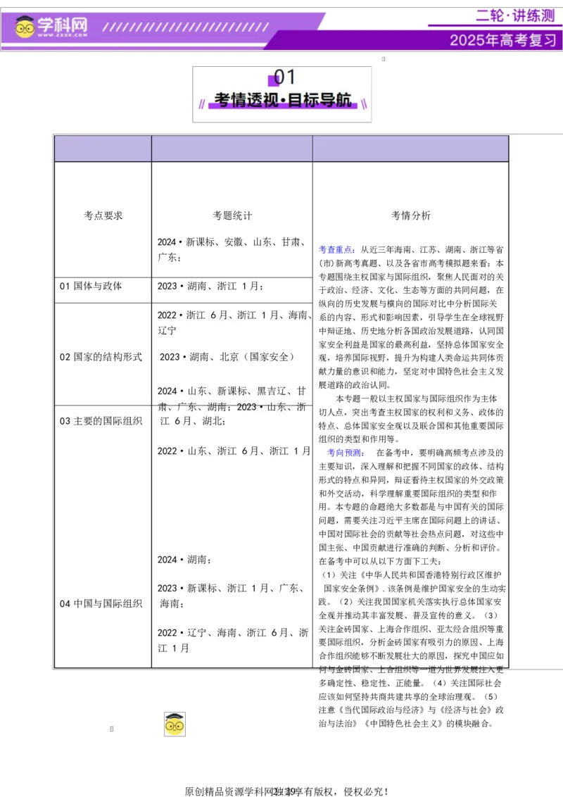 专题11国家与国际组织（讲义）（原卷版）_42025年新高考资料_二轮复习_上好课2025年高考政治二轮复习讲练测（新高考通用）338376762