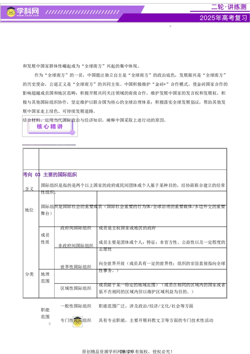专题11国家与国际组织（讲义）（原卷版）_42025年新高考资料_二轮复习_上好课2025年高考政治二轮复习讲练测（新高考通用）338376762