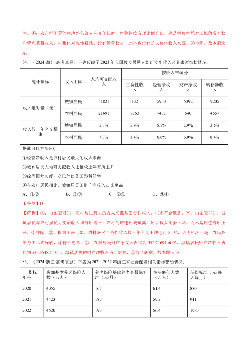 必刷题选择题100道必修2《经济与社会》（解析版）_42025年新高考资料_专项复习_2025年高考政治分册专项复习（新教材新高考）