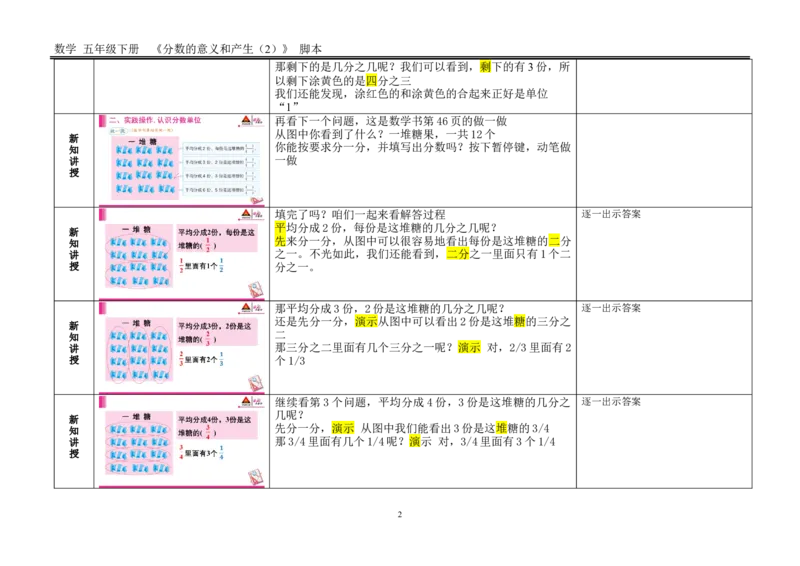2.分数的产生和意义（2）_1-6年级下册_R5数下新插图版_R5数下教案+学案_慕课堂教案_4分数的意义和性质
