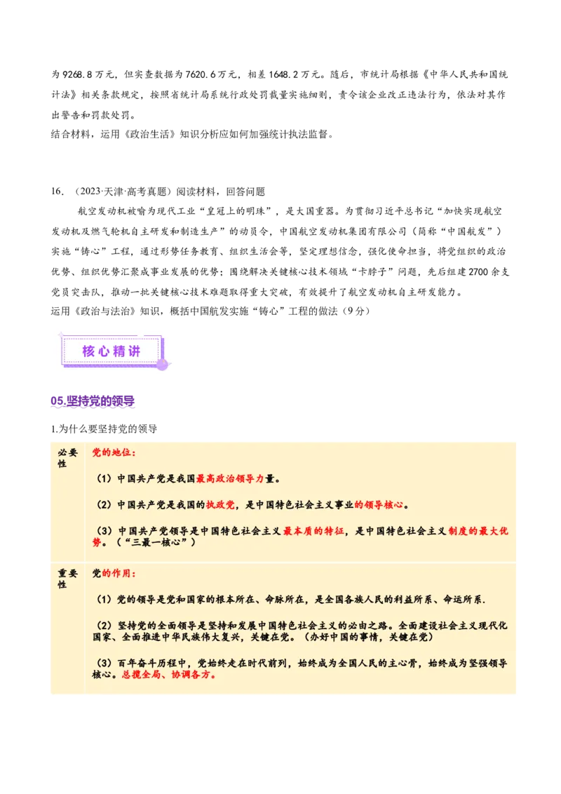 专题05中国的领导（讲义）（原卷版）_42025年新高考资料_二轮复习_上好课2025年高考政治二轮复习讲练测（新高考通用）338376762