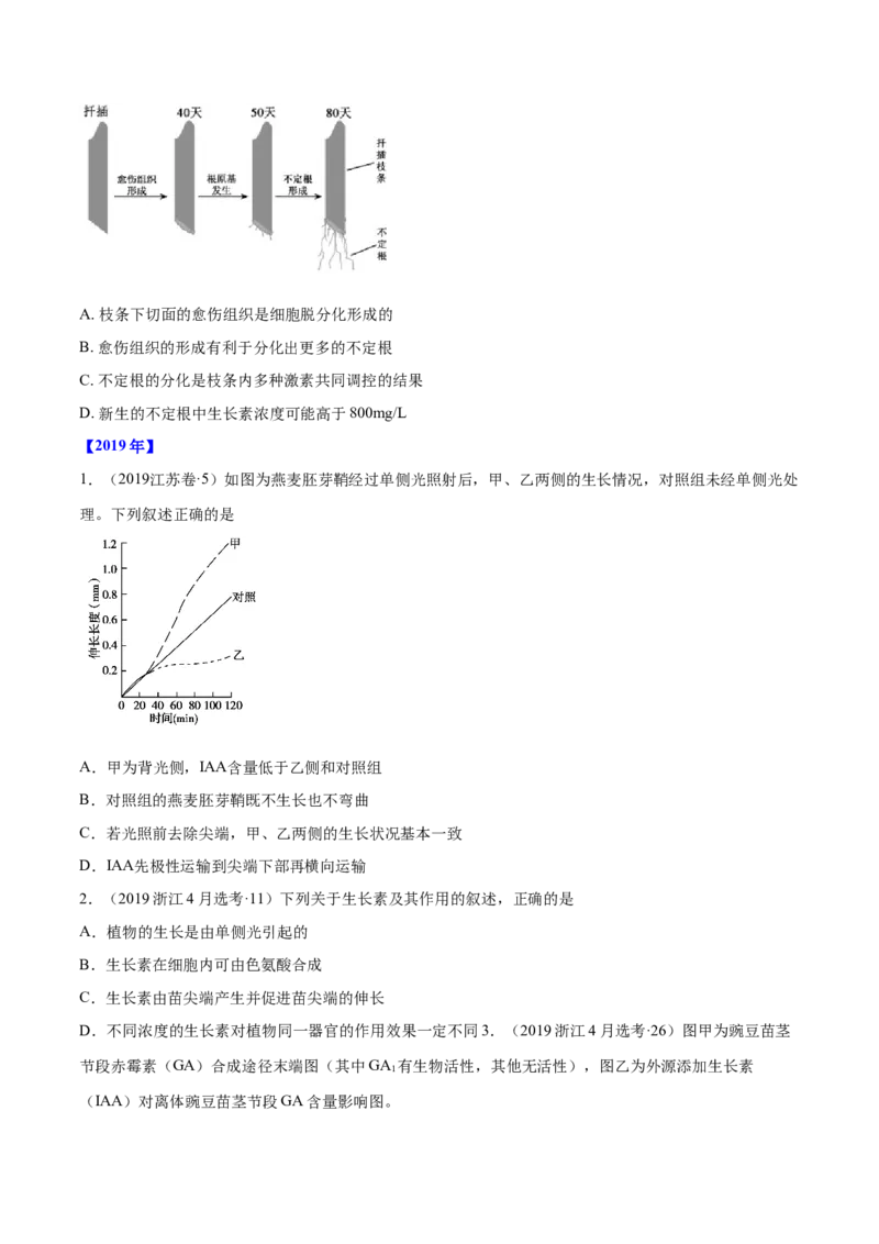 专题09植物的激素调节-十年（2012-2021）高考生物真题分项汇编（全国通用）（原卷版）_高考真题分类汇编(2012-2022)生物_高考真题分项汇编(2012-2021)生物