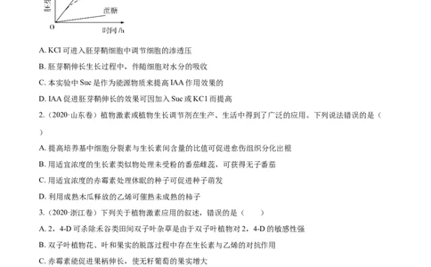 专题09植物的激素调节-十年（2012-2021）高考生物真题分项汇编（全国通用）（原卷版）_高考真题分类汇编(2012-2022)生物_高考真题分项汇编(2012-2021)生物
