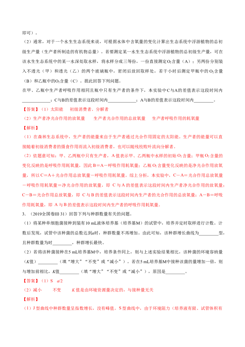 专题16生物与环境综合-十年（2012-2021）高考生物真题分项汇编（全国通用）（解析版）_高考真题分类汇编(2012-2022)生物_高考真题分项汇编(2012-2021)生物