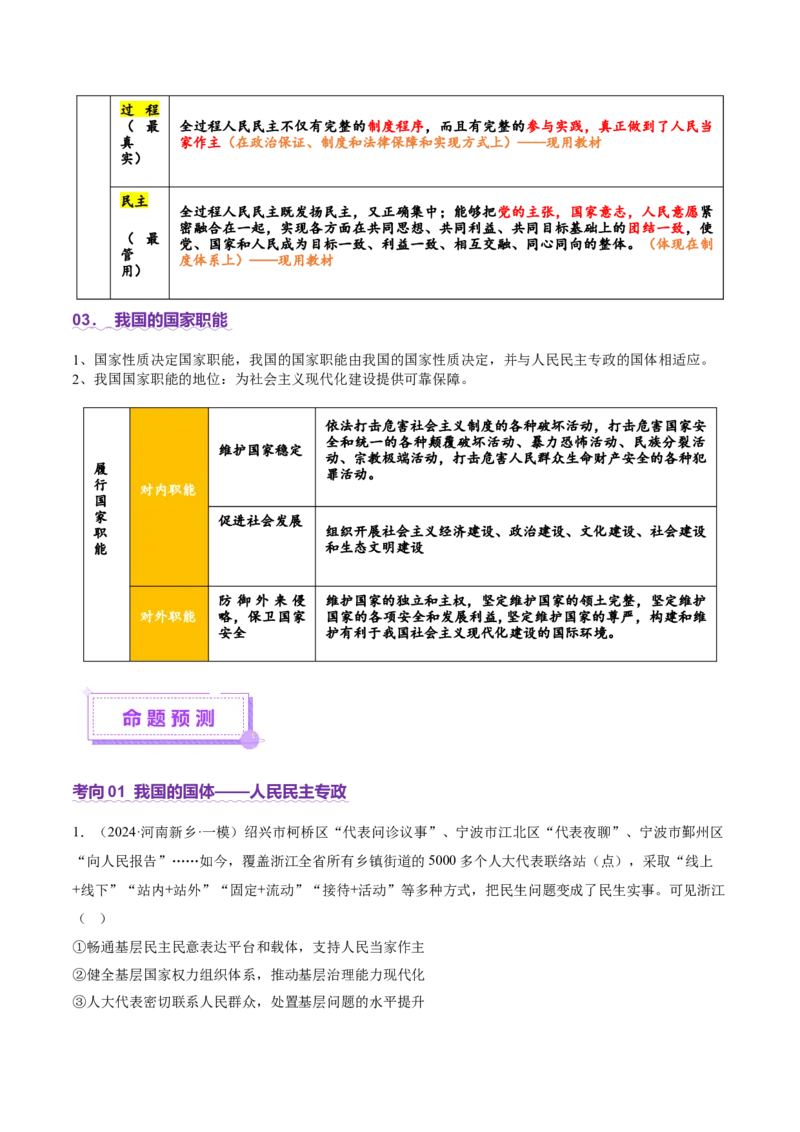 专题06人民当家作主（讲义）（解析版）_42025年新高考资料_二轮复习_上好课2025年高考政治二轮复习讲练测（新高考通用）338376762