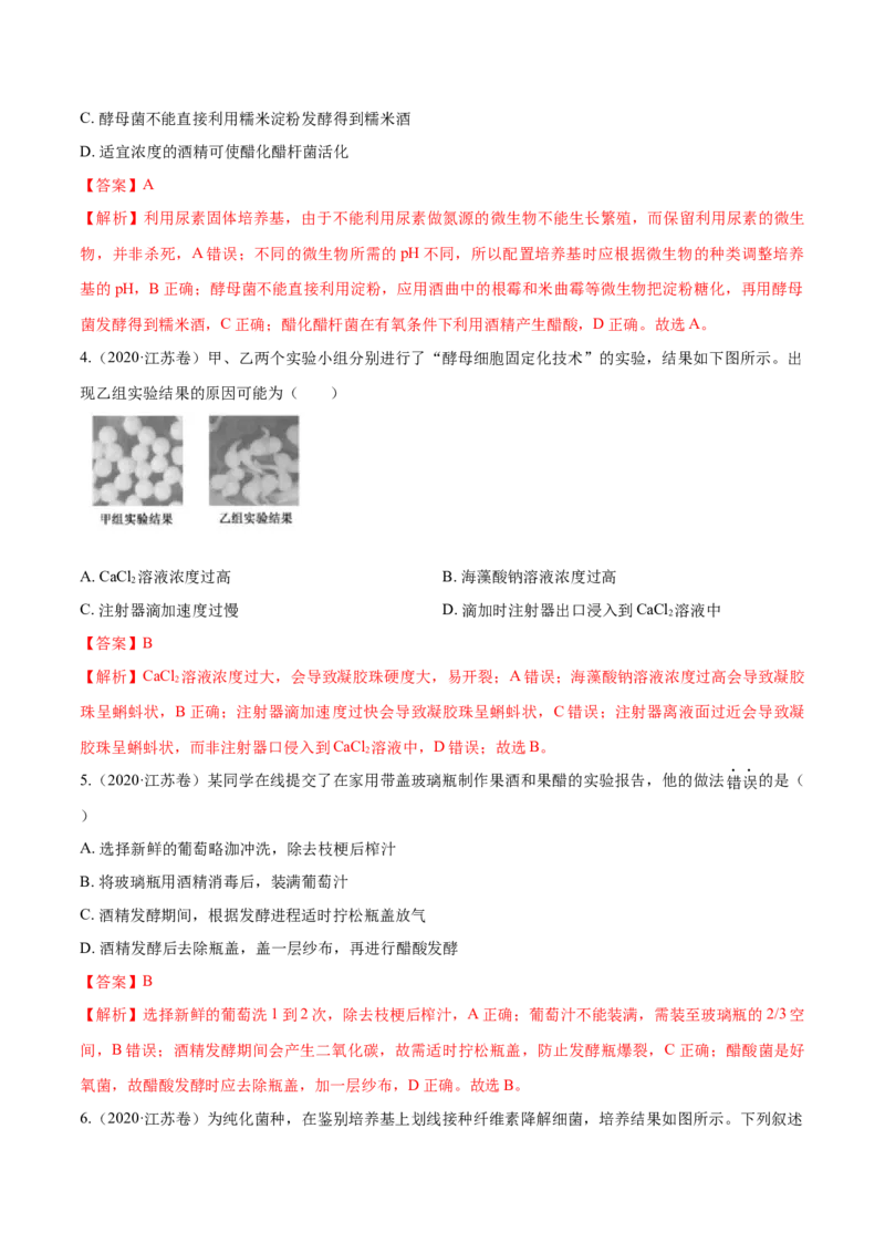 专题11生物技术实践-十年（2012-2021）高考生物真题分项汇编（全国通用）（解析版）_高考真题分类汇编(2012-2022)生物_高考真题分项汇编(2012-2021)生物
