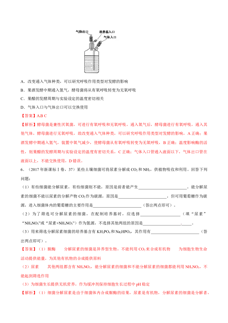 专题11生物技术实践-十年（2012-2021）高考生物真题分项汇编（全国通用）（解析版）_高考真题分类汇编(2012-2022)生物_高考真题分项汇编(2012-2021)生物