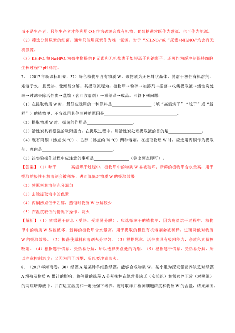 专题11生物技术实践-十年（2012-2021）高考生物真题分项汇编（全国通用）（解析版）_高考真题分类汇编(2012-2022)生物_高考真题分项汇编(2012-2021)生物