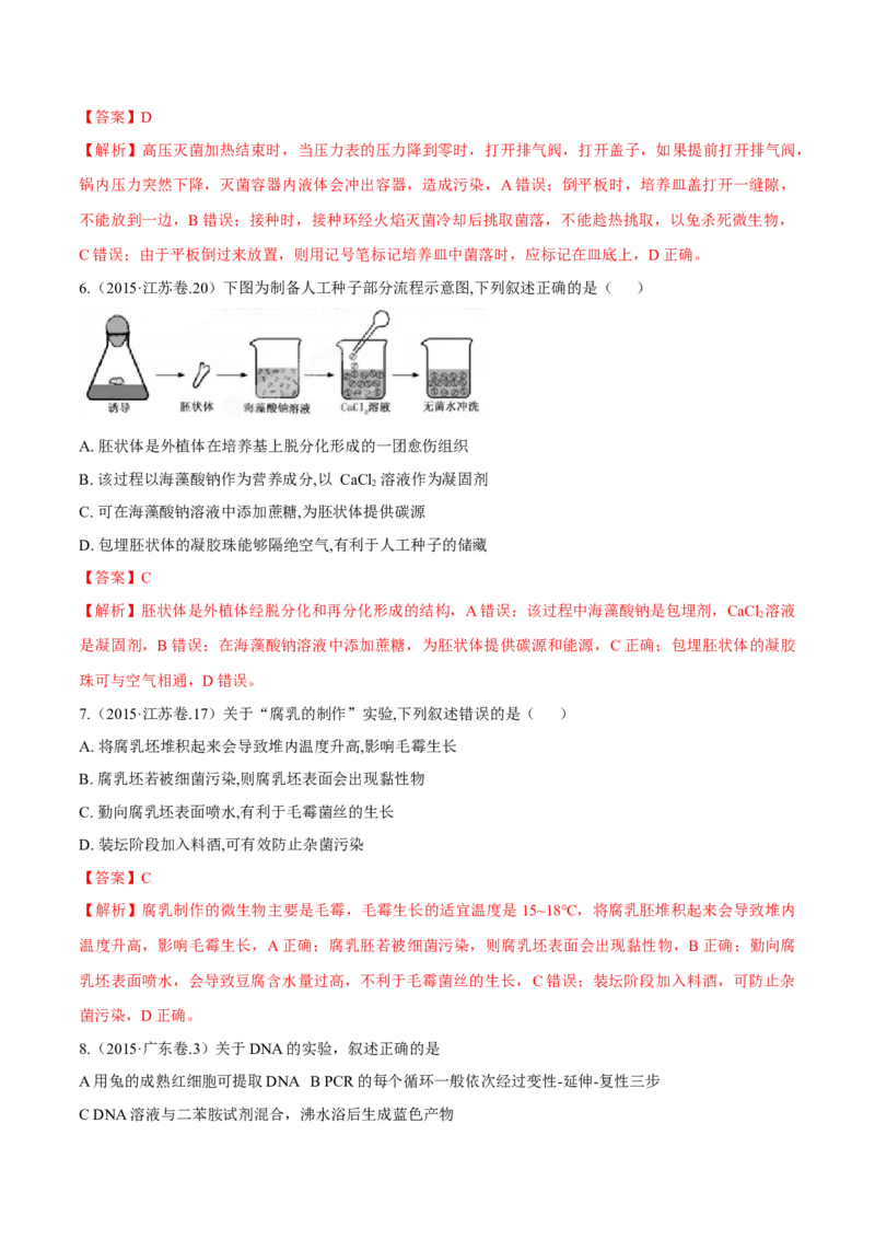 专题11生物技术实践-十年（2012-2021）高考生物真题分项汇编（全国通用）（解析版）_高考真题分类汇编(2012-2022)生物_高考真题分项汇编(2012-2021)生物