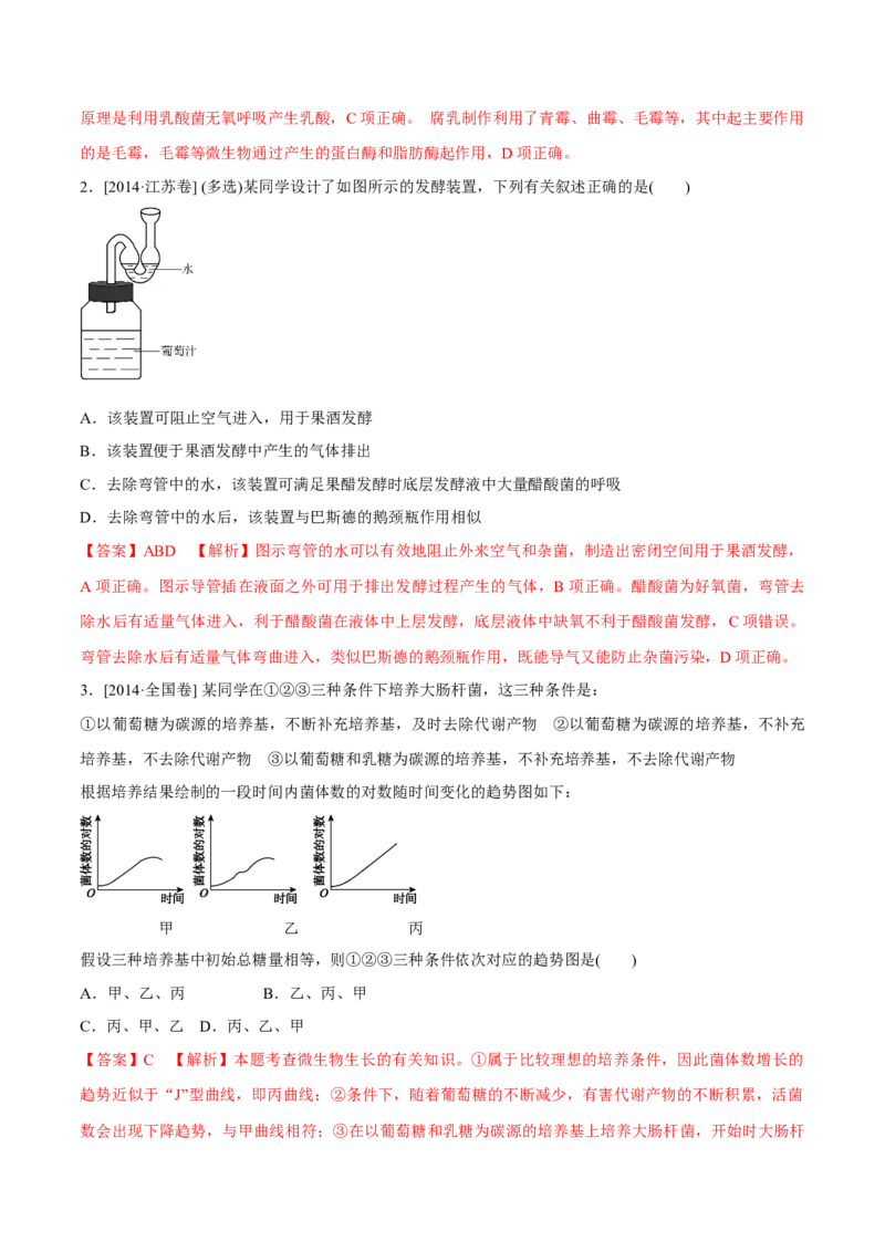 专题11生物技术实践-十年（2012-2021）高考生物真题分项汇编（全国通用）（解析版）_高考真题分类汇编(2012-2022)生物_高考真题分项汇编(2012-2021)生物