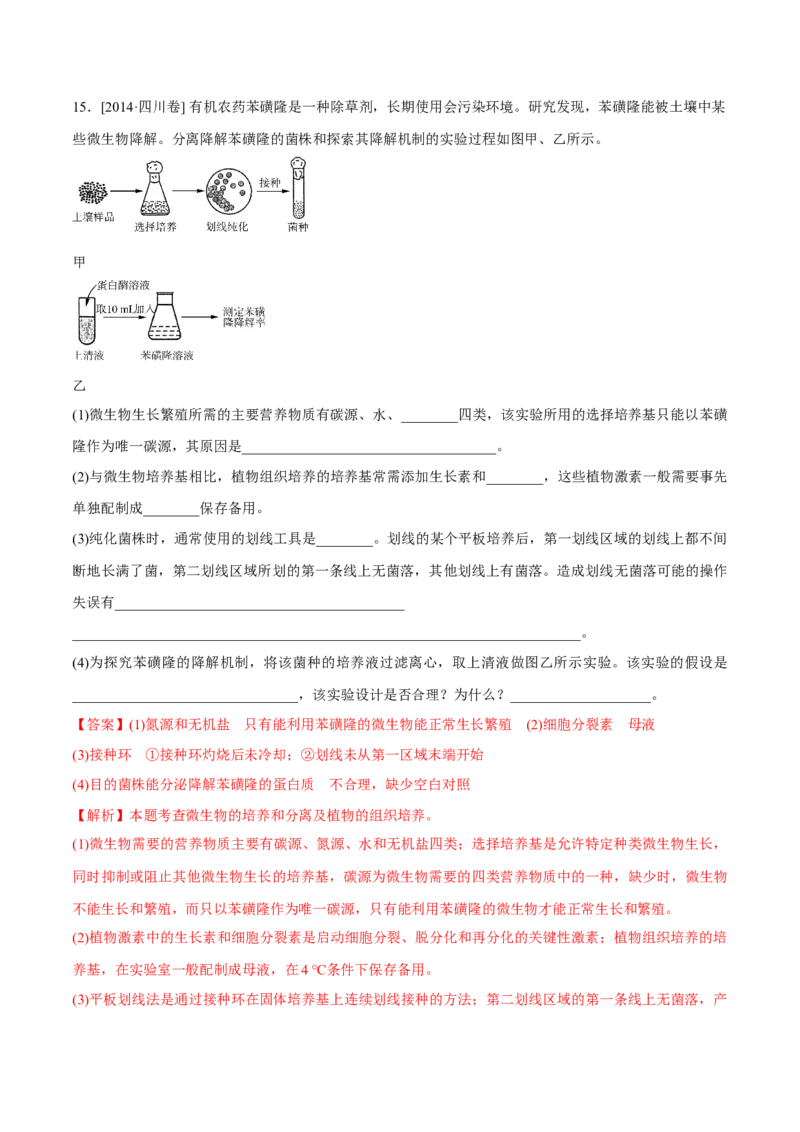 专题11生物技术实践-十年（2012-2021）高考生物真题分项汇编（全国通用）（解析版）_高考真题分类汇编(2012-2022)生物_高考真题分项汇编(2012-2021)生物