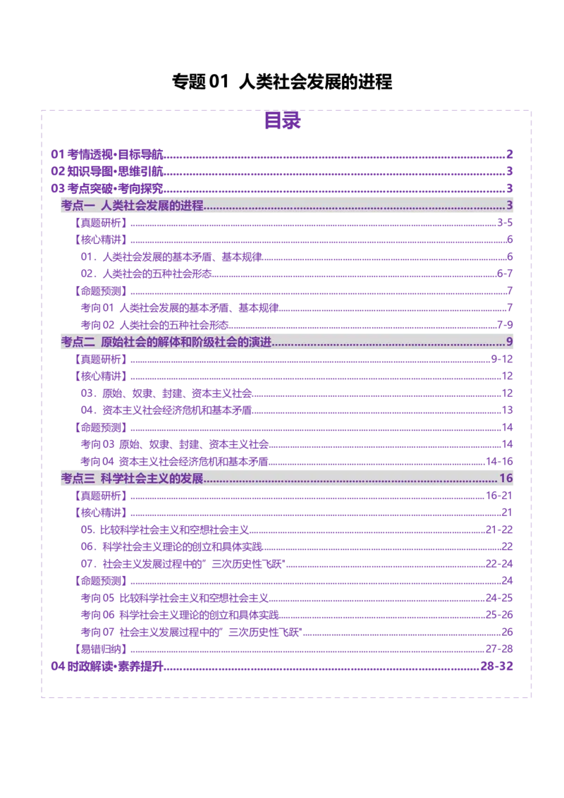 专题一+人类社会发展的进程（二轮复习讲义）-上好课2025年高考政治二轮复习讲练测（新高考通用）_42025年新高考资料_二轮复习
