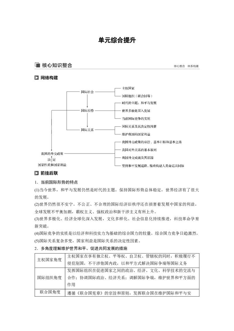 56第八单元单元综合提升核心知识整合_通用版（老高考）复习资料_2023年复习资料_一轮+二轮_政治高三一轮复习系列_政治高三一轮复习系列《一轮复习讲义》（学生版）
