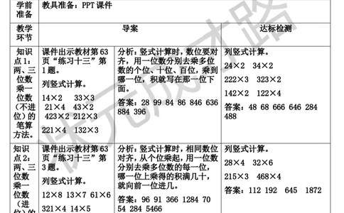 练习课（1-3课时）_1-6年级上册_数学3年级上册教学资源包（新教材2025秋）_旧教材课件_导学案新版_6多位数乘一位数_2.笔算乘法