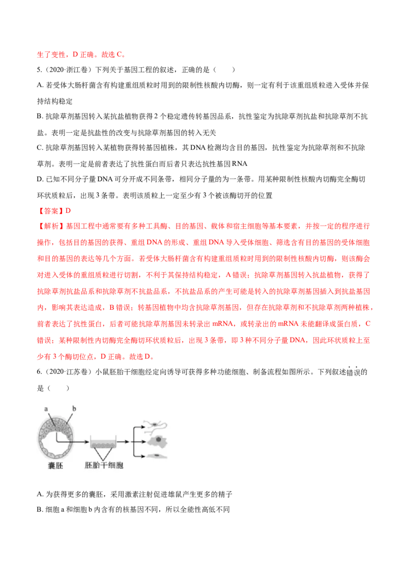 专题12现代生物科技专题-十年（2012-2021）高考生物真题分项汇编（全国通用）（解析版）_高考真题分类汇编(2012-2022)生物_高考真题分项汇编(2012-2021)生物