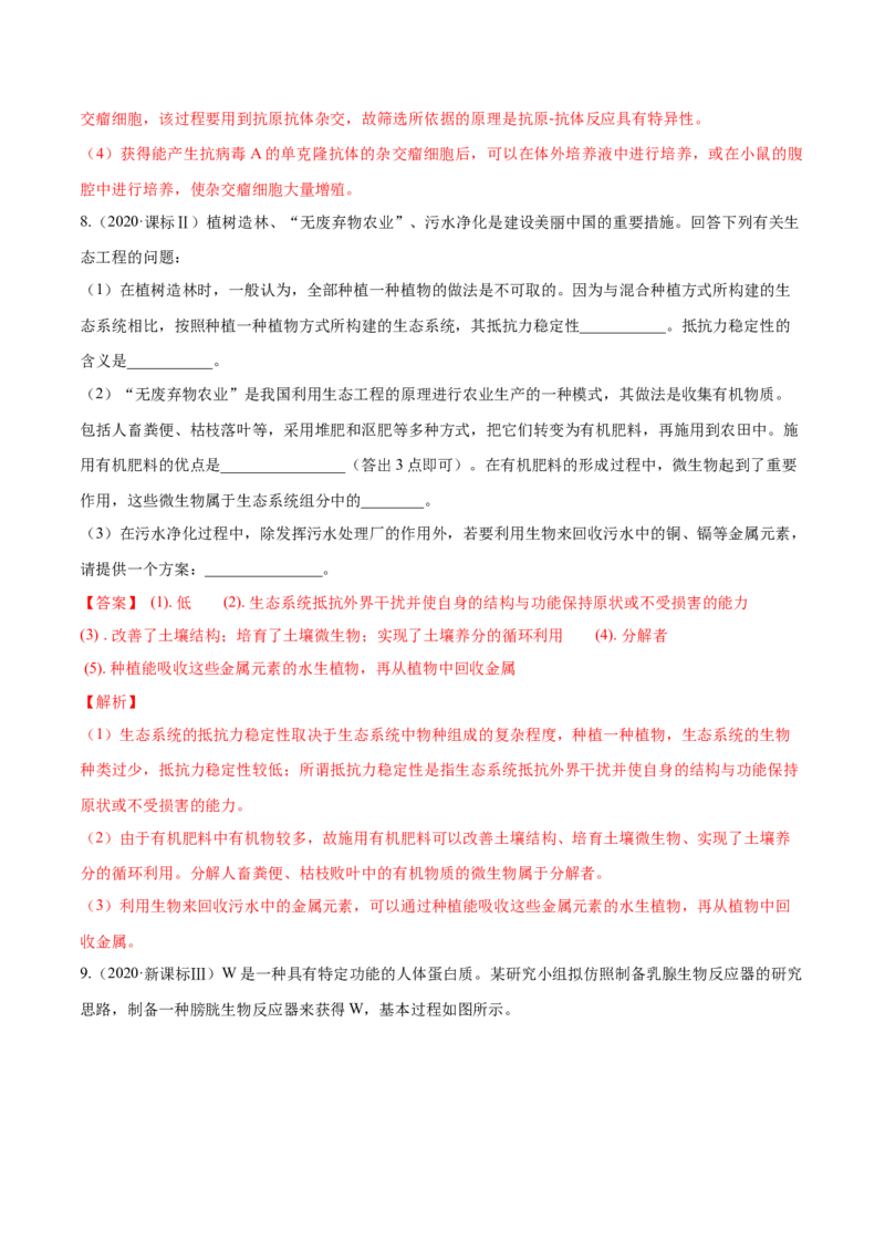 专题12现代生物科技专题-十年（2012-2021）高考生物真题分项汇编（全国通用）（解析版）_高考真题分类汇编(2012-2022)生物_高考真题分项汇编(2012-2021)生物