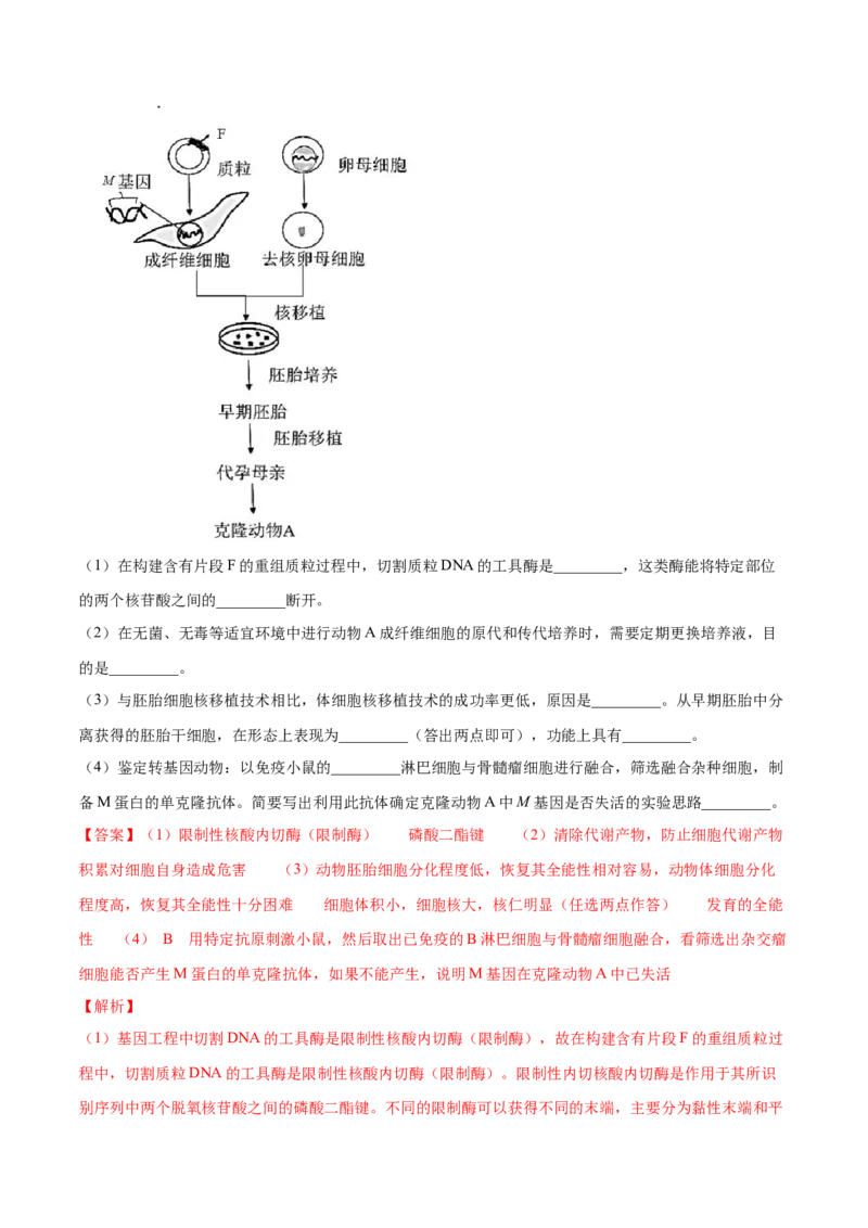 专题12现代生物科技专题-十年（2012-2021）高考生物真题分项汇编（全国通用）（解析版）_高考真题分类汇编(2012-2022)生物_高考真题分项汇编(2012-2021)生物