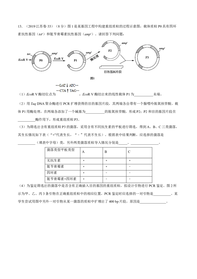 专题12现代生物科技专题-十年（2012-2021）高考生物真题分项汇编（全国通用）（解析版）_高考真题分类汇编(2012-2022)生物_高考真题分项汇编(2012-2021)生物