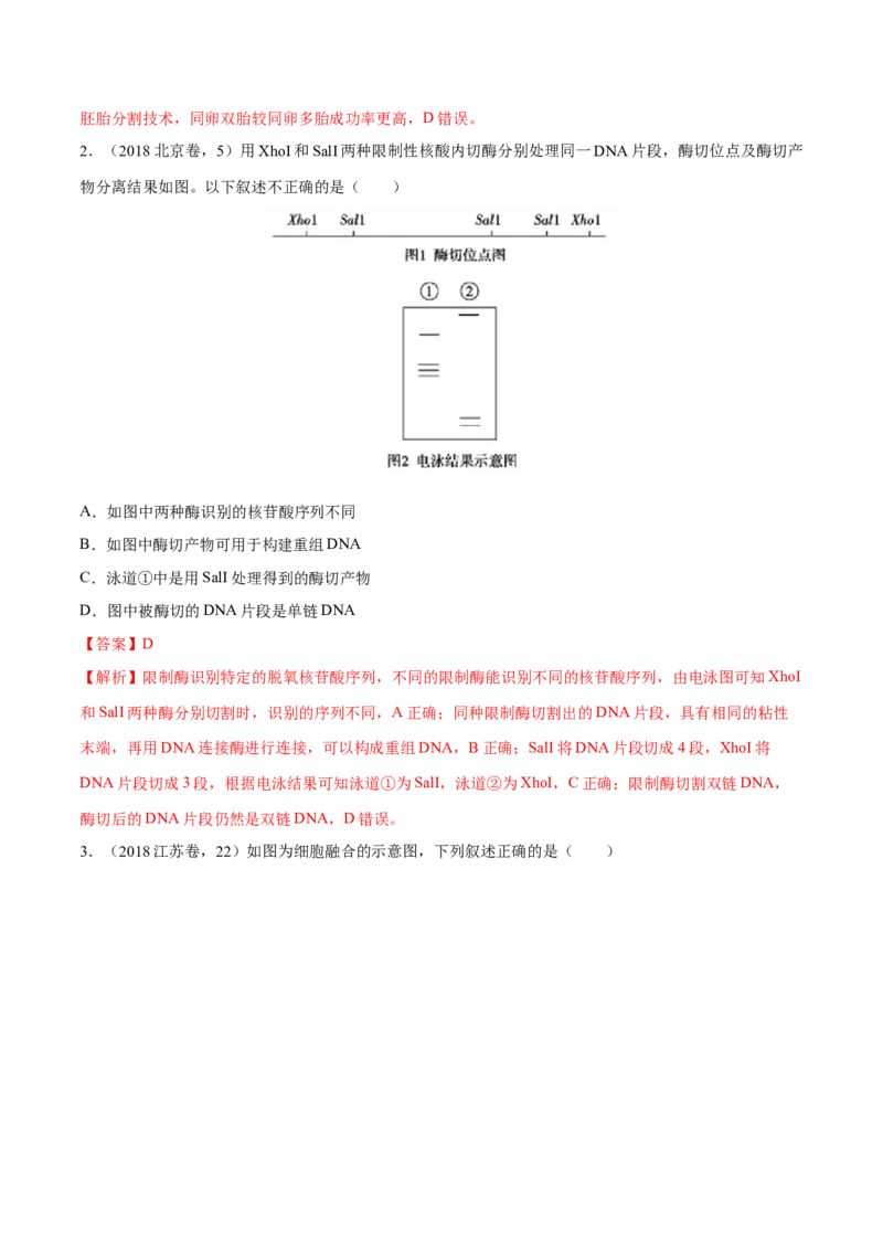 专题12现代生物科技专题-十年（2012-2021）高考生物真题分项汇编（全国通用）（解析版）_高考真题分类汇编(2012-2022)生物_高考真题分项汇编(2012-2021)生物